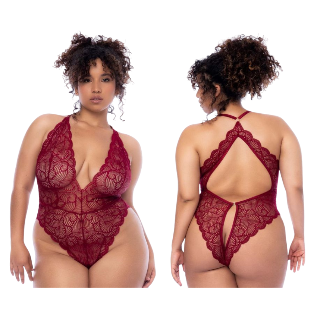 Wave Lace Bodysuit - Rosewood