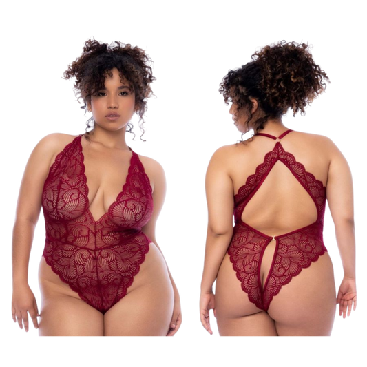 Wave Lace Bodysuit - Rosewood