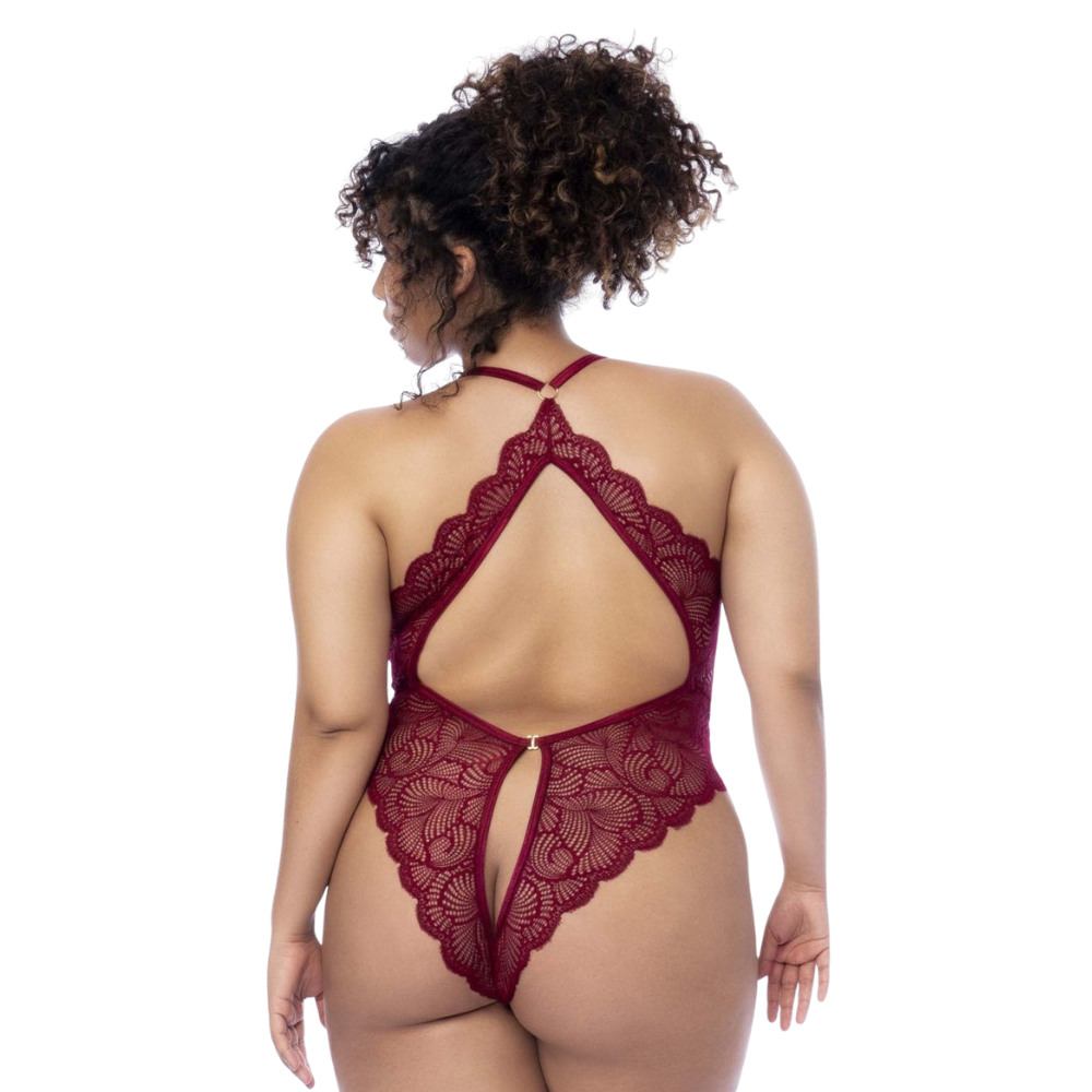 Wave Lace Bodysuit - Rosewood